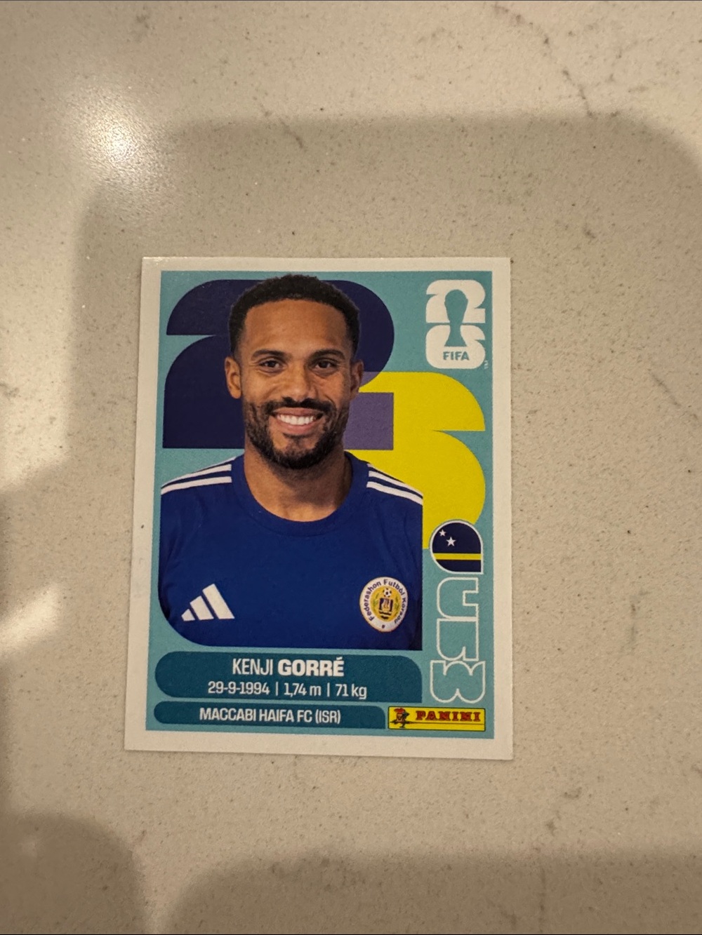 Panini blue and yellow Kenji Gorré Football Sticker FIFA World Cup